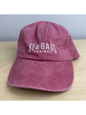 Sea Bags Maine Strapback Hat Pink White Embroidered Logo Adams Cap NWT/D